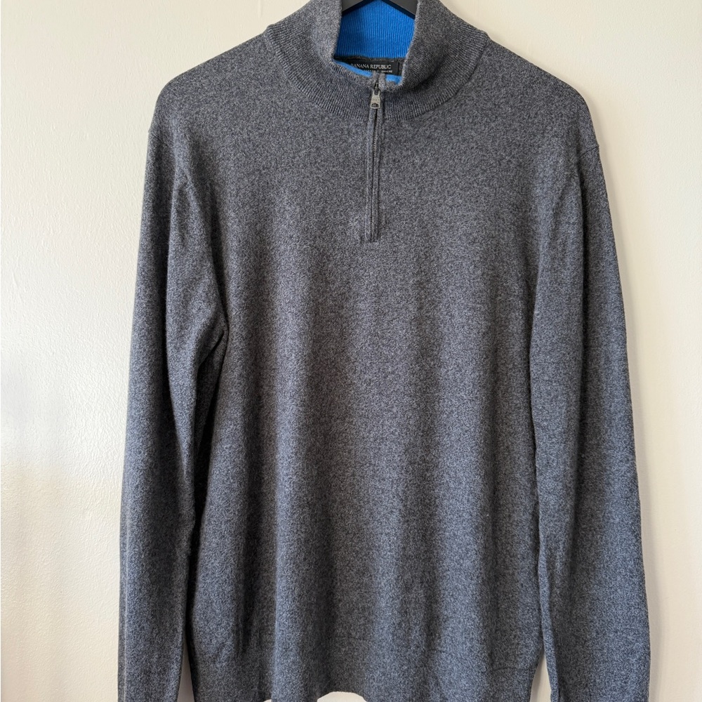 Banana Republic Men's Charcoal Zip-Up Sweater